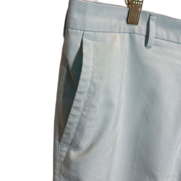 Peter Millar Crown Sport Shorts Teal Blue White Stripes Size 40 Golf Outdoor - Picture 2 of 12